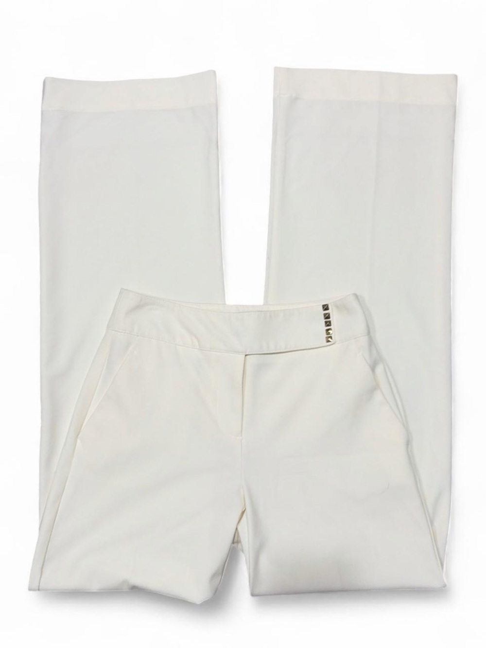 Jennifer Lopez Cream Straight-Leg Stretch Pants